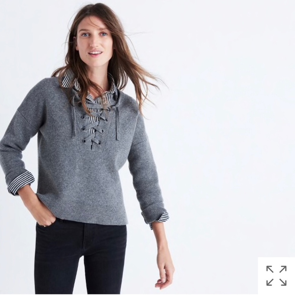 Madewell lace-up pull over sweater
